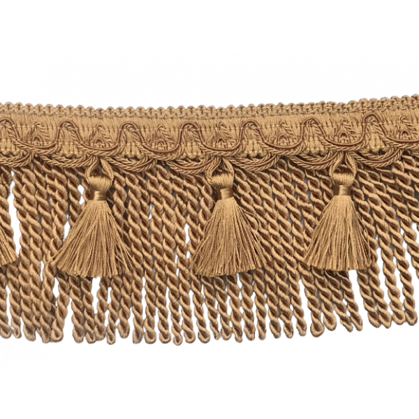 Bullion Fringe Cord on Braid with Scalloped Tassel - Gold 105mm Price is for 5 metres