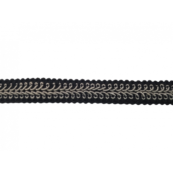 Large Herringbone Braid - Black / Silver 17mm Price is for 5 metres