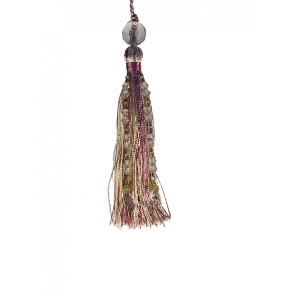 Tassel with beaded top - Pink 12cm Pack of 5