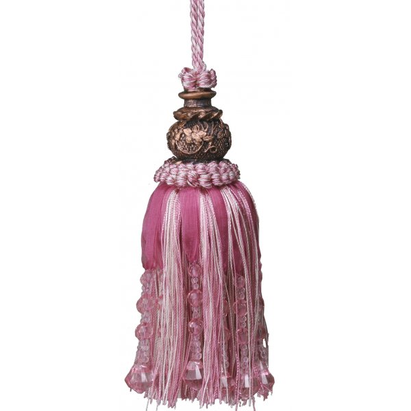 Tassel with beads - Purple / Cream 17cm
