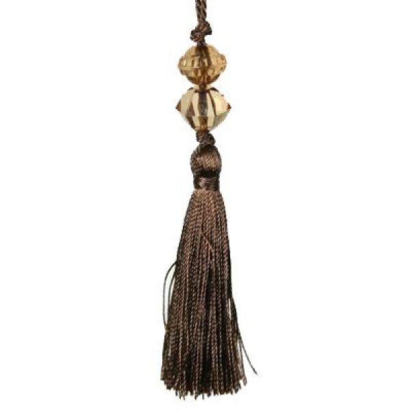 Large Tassel with Bead - Brown 13.5cm