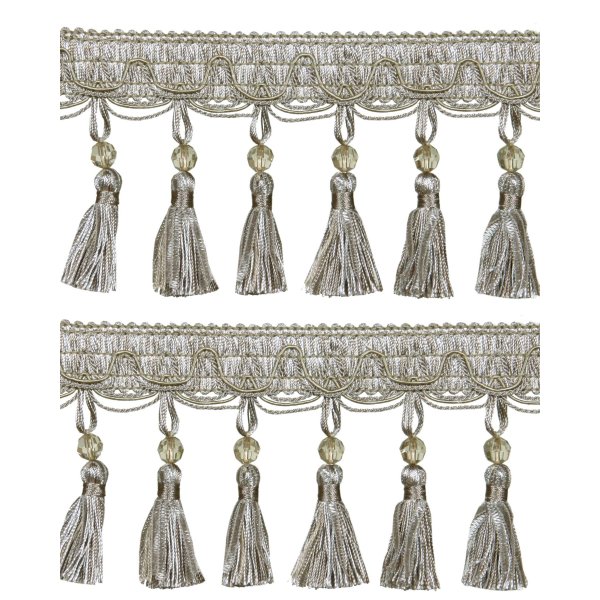Fringe Tassels with Ribbons - Taupe 9cm Price is per metre.