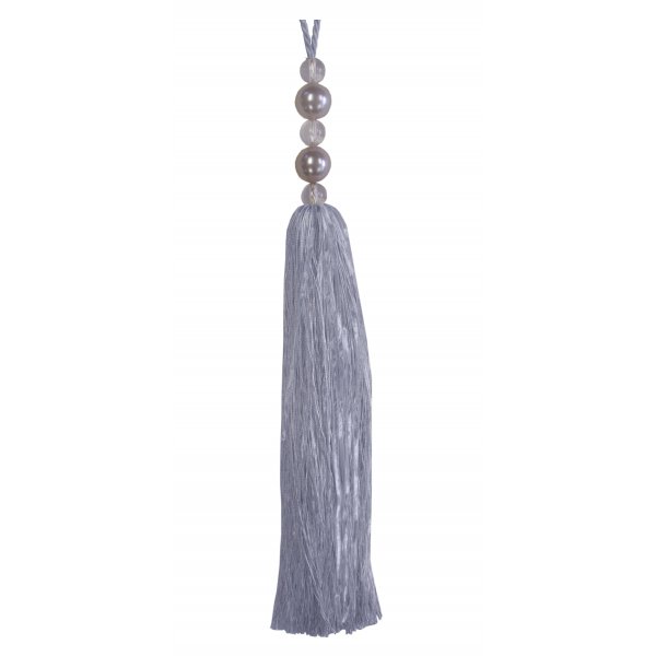 Tassel with Pearl Top - Silver Blue 25cm