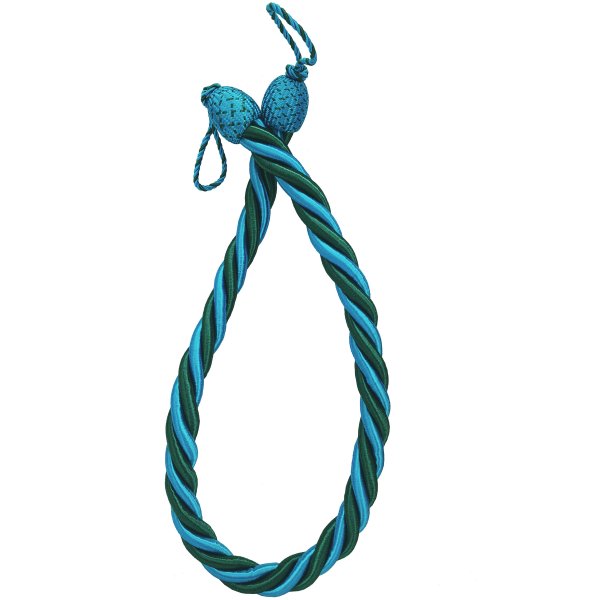 PAIR Curtain Tie Back rope twist - Teal Blue 85cm