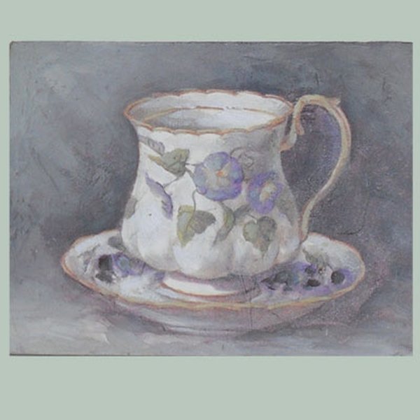 Hand finished Tea Cup-Blue Fleur 155x205x15mm