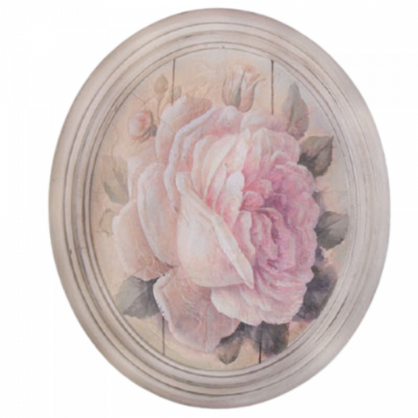 Hand finished Large Oval Plaque Painted Peony Rose320x265x50mm 