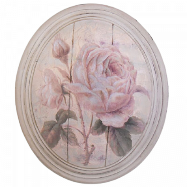 Hand finished Large Oval Plaque Full Cream Rose 320x265x50mm