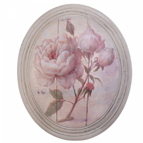 Hand finished Large Oval Plaque Full P.Pink Rose 320x265x50mm
