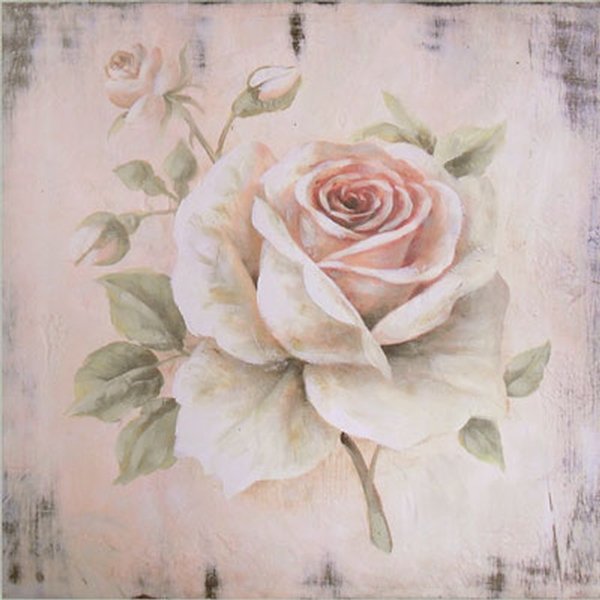 Hand finished Single Pale Pink Rose 400x400x30mm