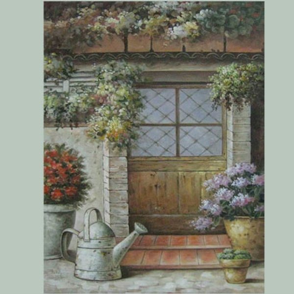 Hand finished French Door With Flowers 300x200x30mm