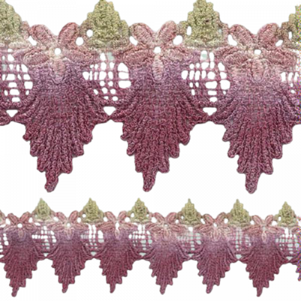 Victorian Flower Scalloped Lace (Hand Dyed) - Dusky Pink 65mm Price is for 5 metres