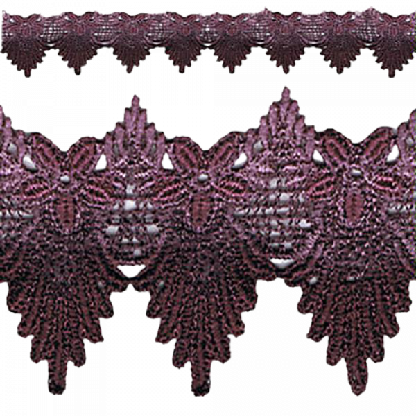 Victorian Flower Scalloped Lace (Hand dyed) - Mauve / Purple 6.5cm (Price is per metre)