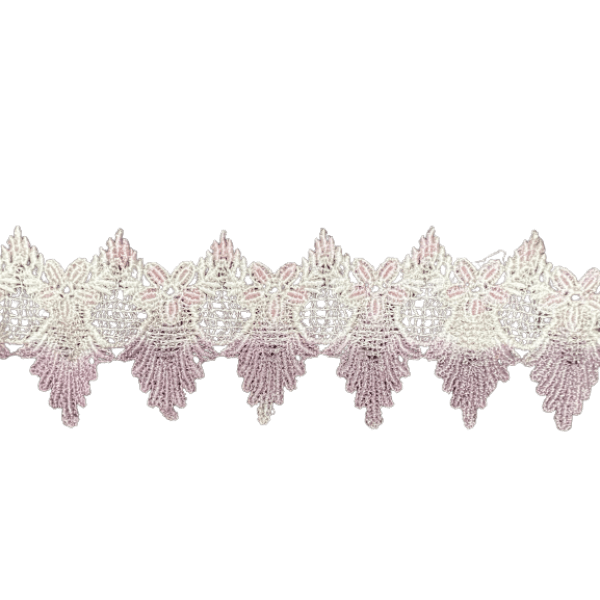 Victorian Flower Scalloped Lace (Hand dyed) - Light Mauve / Purple 6.5cm Price is for 5 metres