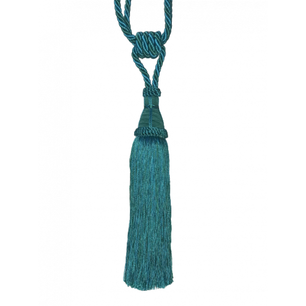 Pair Curtain Tie Back - 30cm Tassel - Aqua Blue