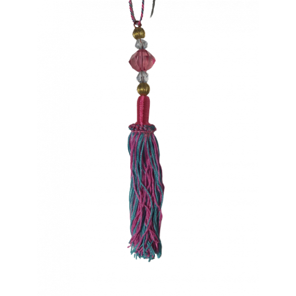  Tassel with beaded top -Red/Blue 12cm