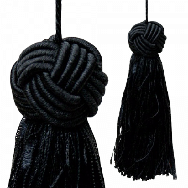 Turks Head Knot Tassel - Black 10.5cm