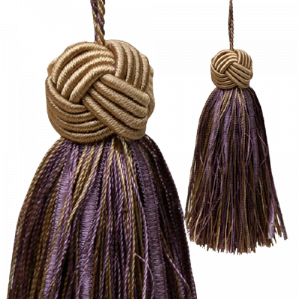 Turks Head Knot Tassel - Purple / Gold 10.5cm Pack of 5