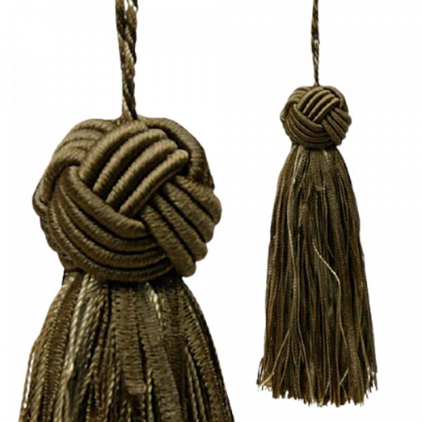 Turks Head Knot Tassel - Olive / Gold 10.5cm