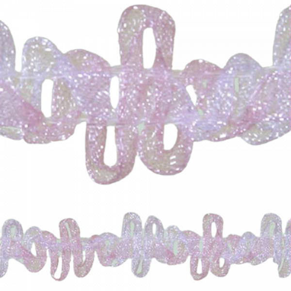 Rococo Trim with Organdie Ribbon - Pale / Pink (Price is per metre)