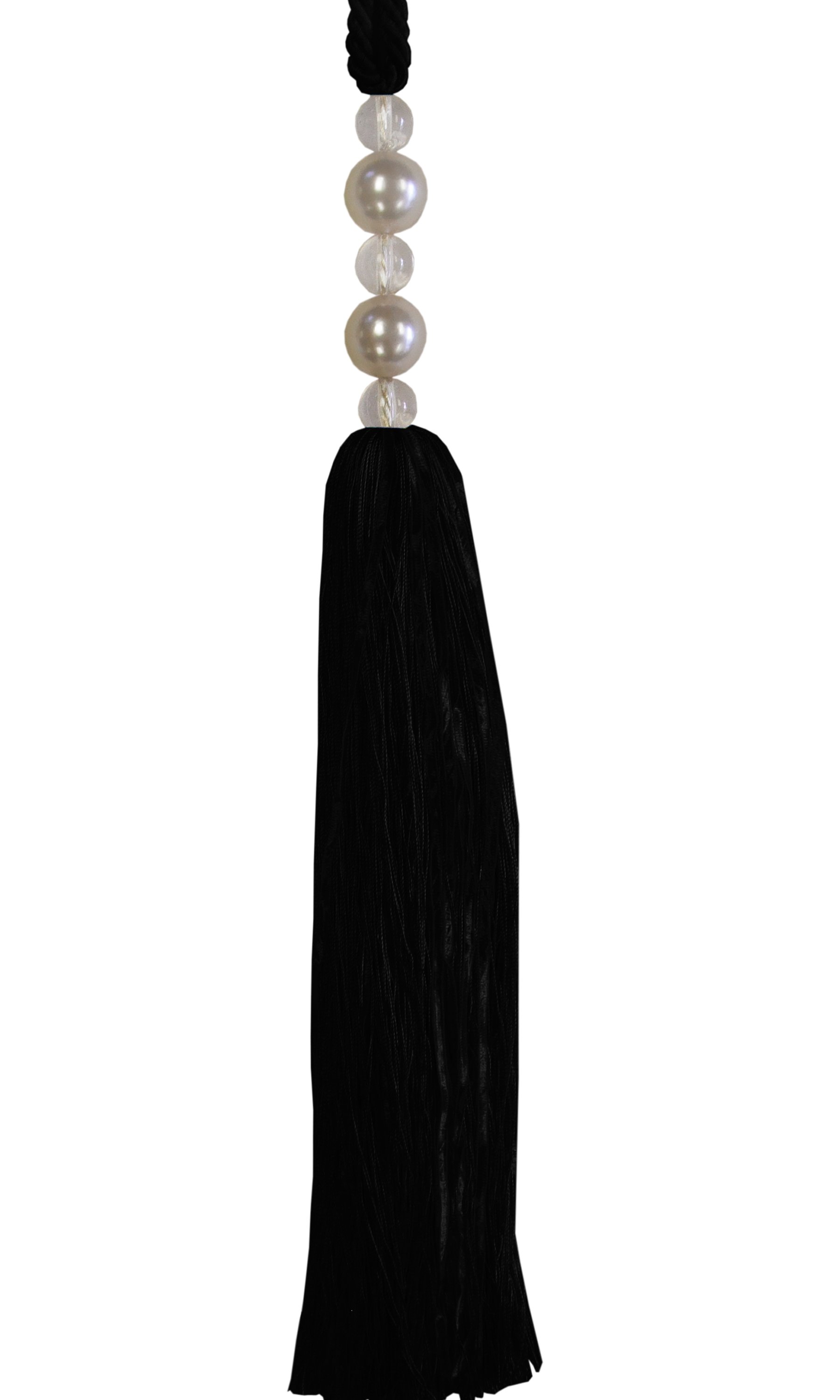 Pair 2 pieces Curtain Tie Backs - 40cm Tassel with Pearl Top - Black
