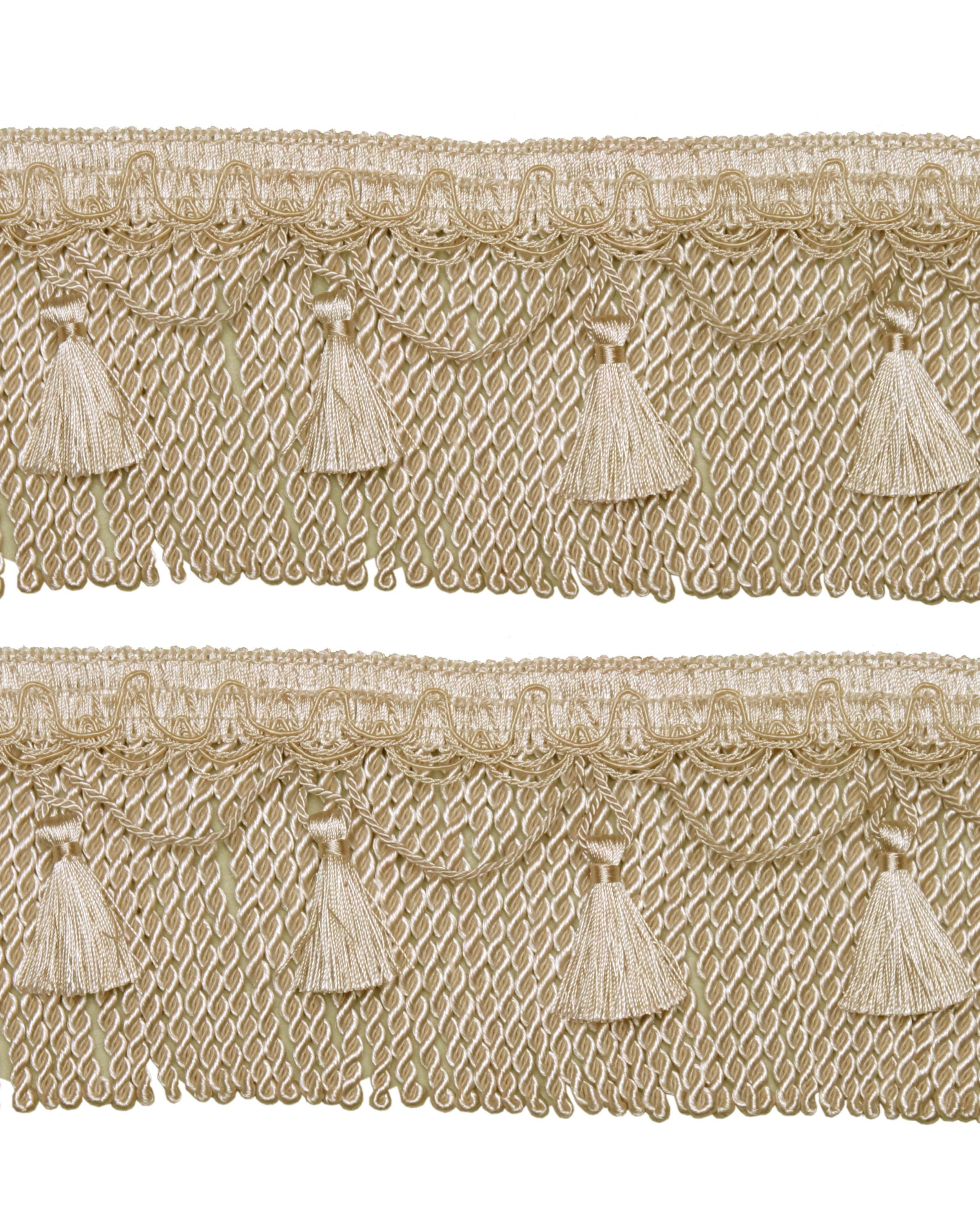 Bullion Cord Fringe on Braid with Scalloped Tassel - Creamy Gold 105mm Price is for 5 metres