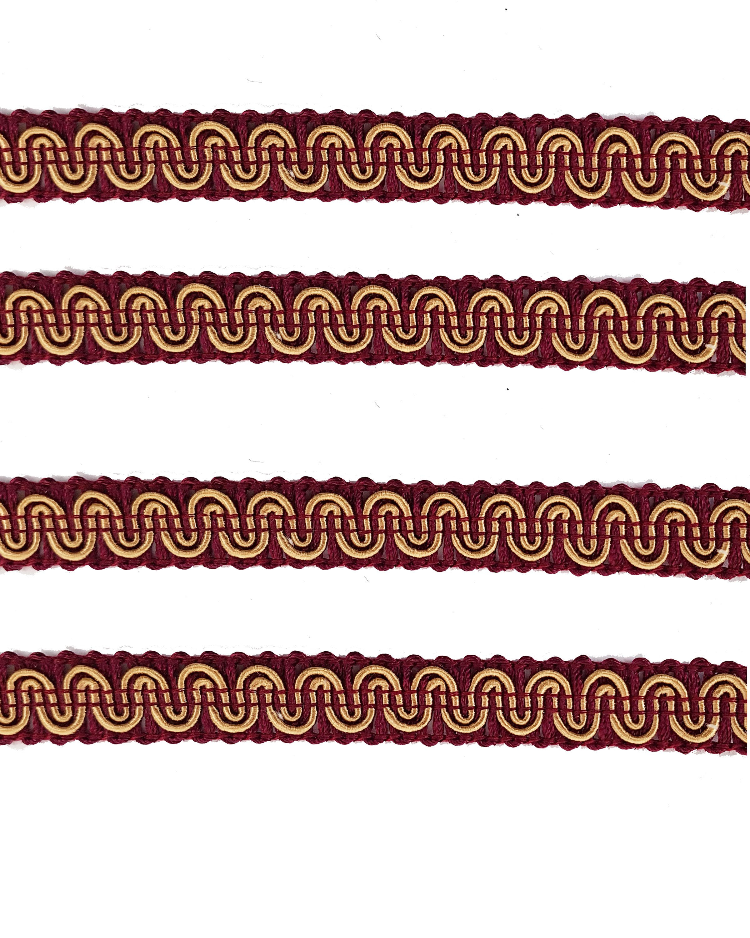 Upholstery Braid - Red Wine / Gold 14mm Price is for 5 metres