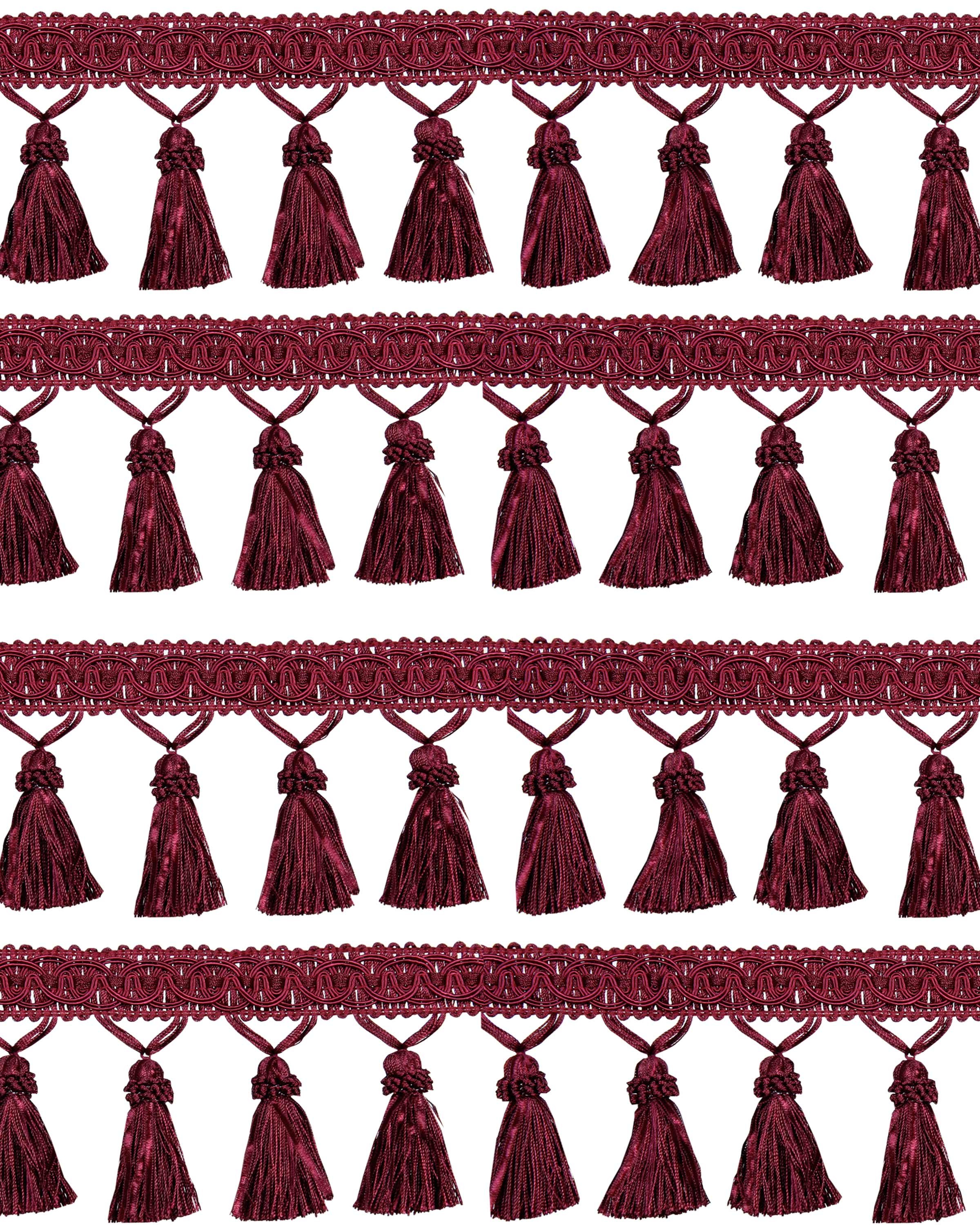 Fringe Tassels with Ribbons - Red Wine 90mm Price is per 5 metres