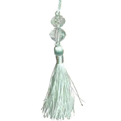 Tassel with Bead - Silver Blue 11cm long Pack of 5 