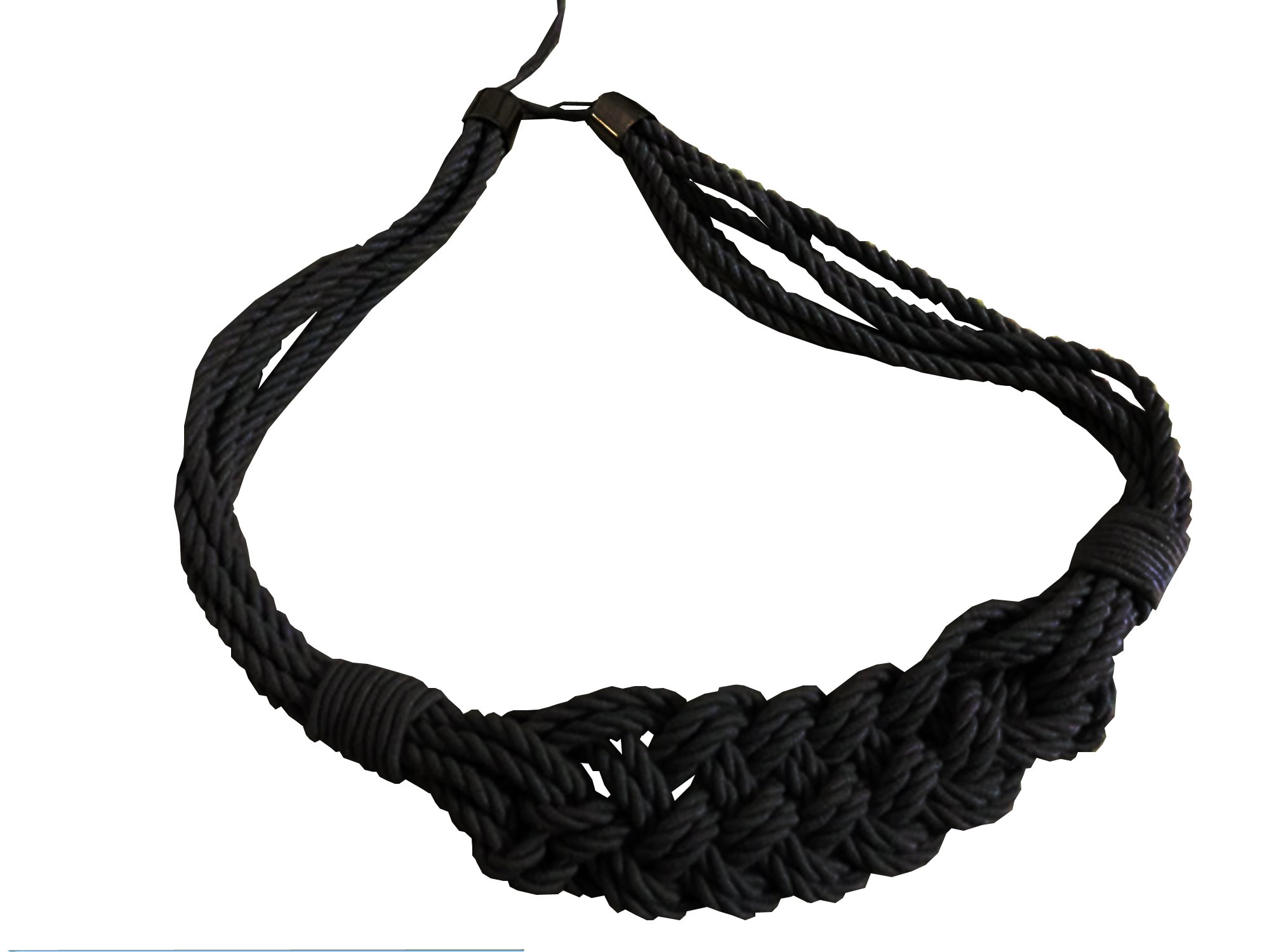 PAIR 2 pieces Natural Cotton Curtain Tie Backs with Macrame Rope Weave - Black 85cm