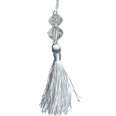 Tassel with Bead - White 11cm Pack of 5 