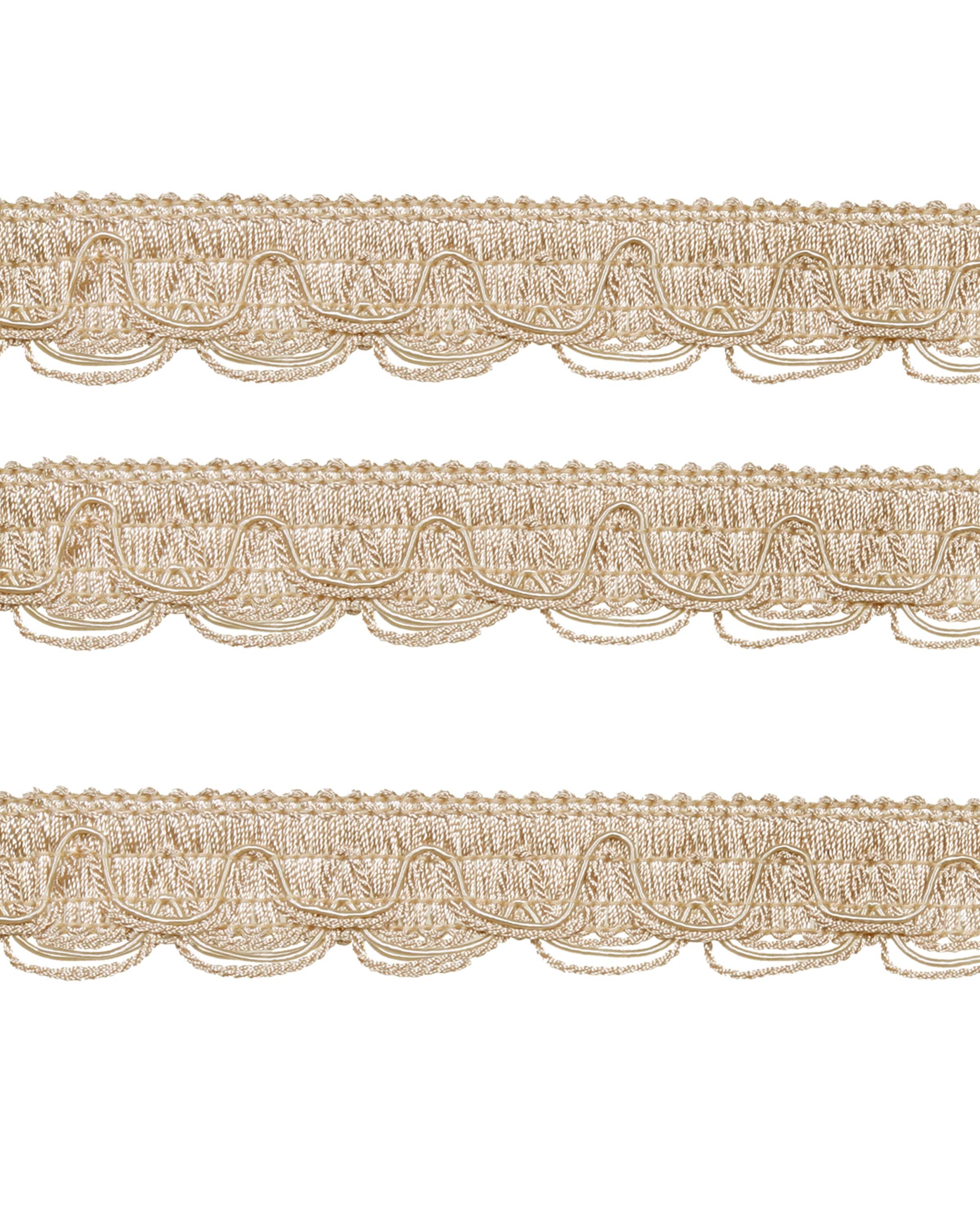 Scalloped Looped Braid - Cream / Gold 28mm Price is for 5 metres