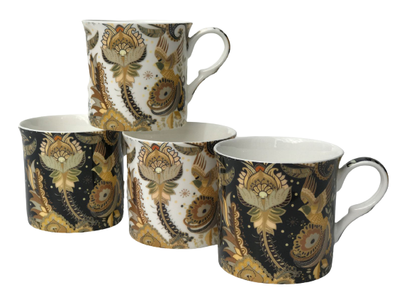 Pacifica Design Set of 4 mugs NEW Heritage Brand 300ml 10.5 oz ea