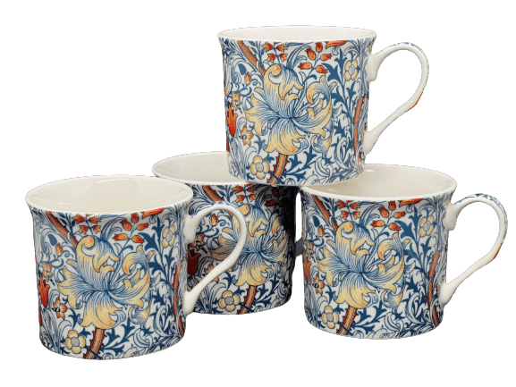 Blue Lily Design Set of 4 mugs NEW Heritage Brand 250ml 9oz ea