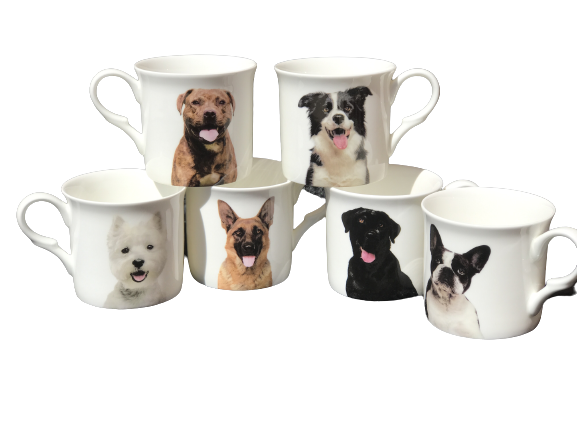 Dogs Design Mug NEW Heritage Brand 300ml 10.5oz set of 6 mugs