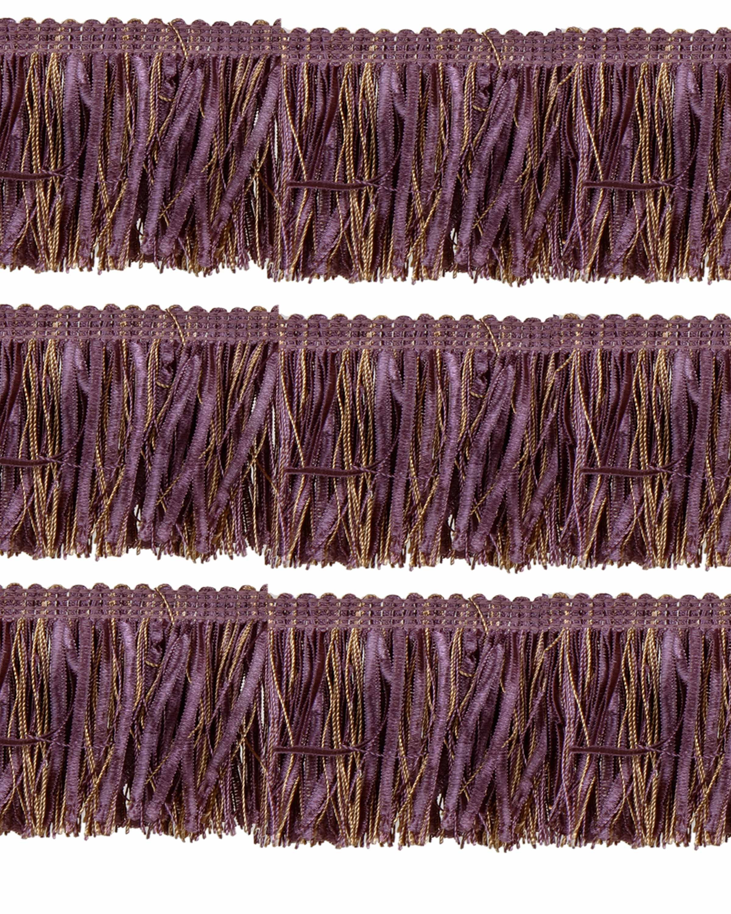 Bullion Fringe with Ribbons - Purple / Gold 60mm Price is for 5 metres