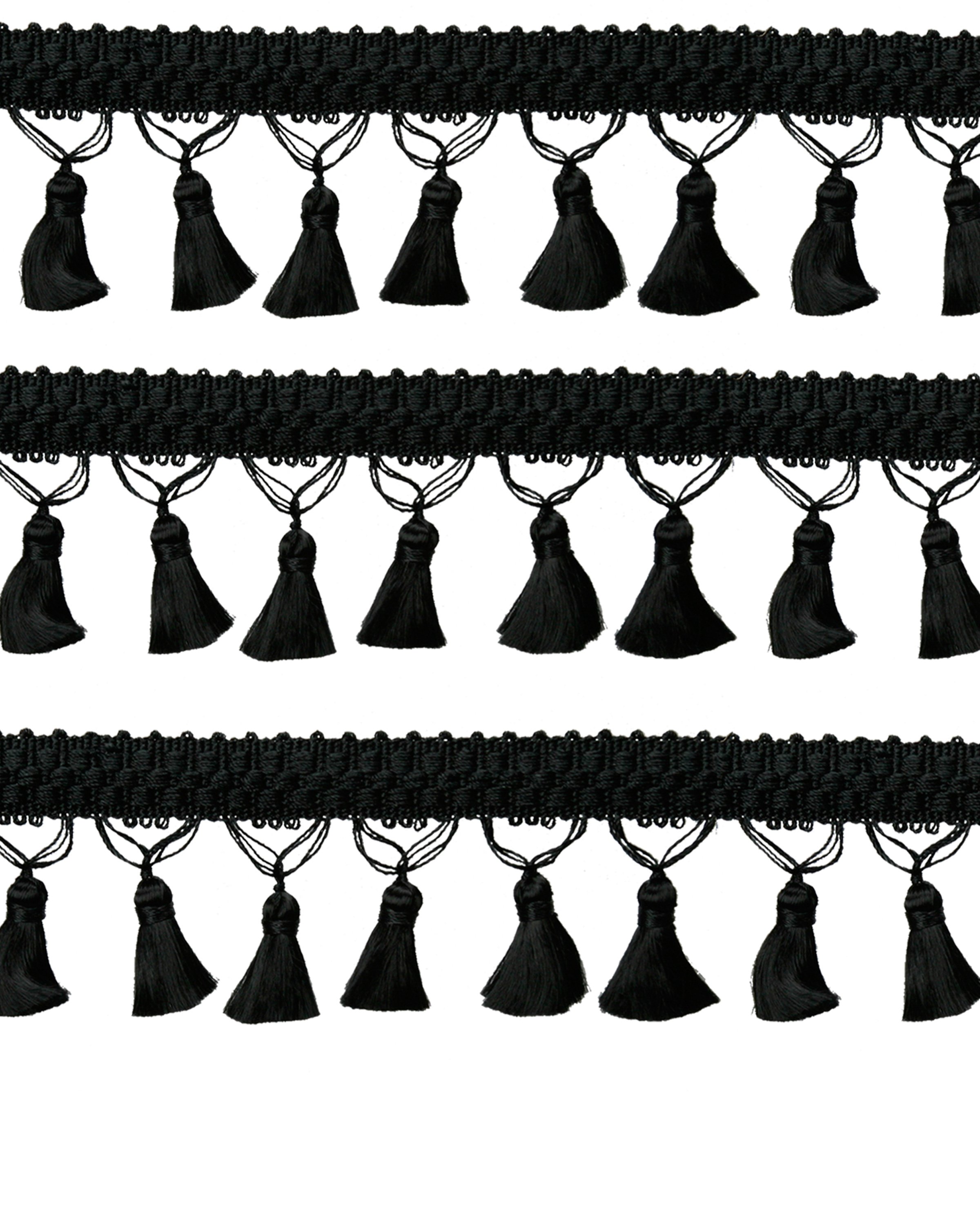 Fringe Tassels - Black 45mm Price is per 5 metres
