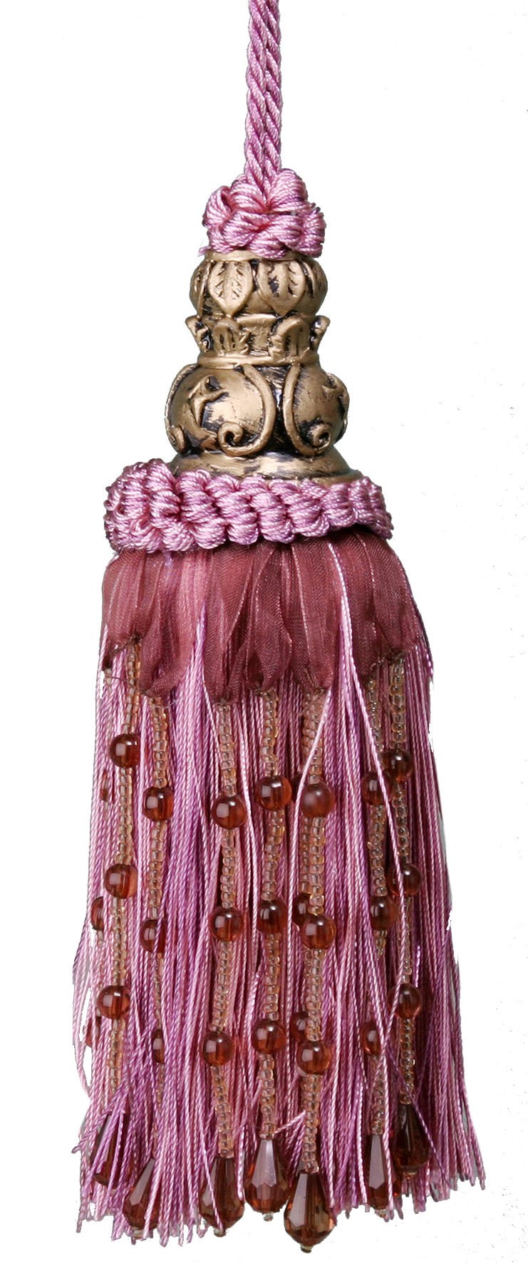 Tassel with beads - Purple 17cm