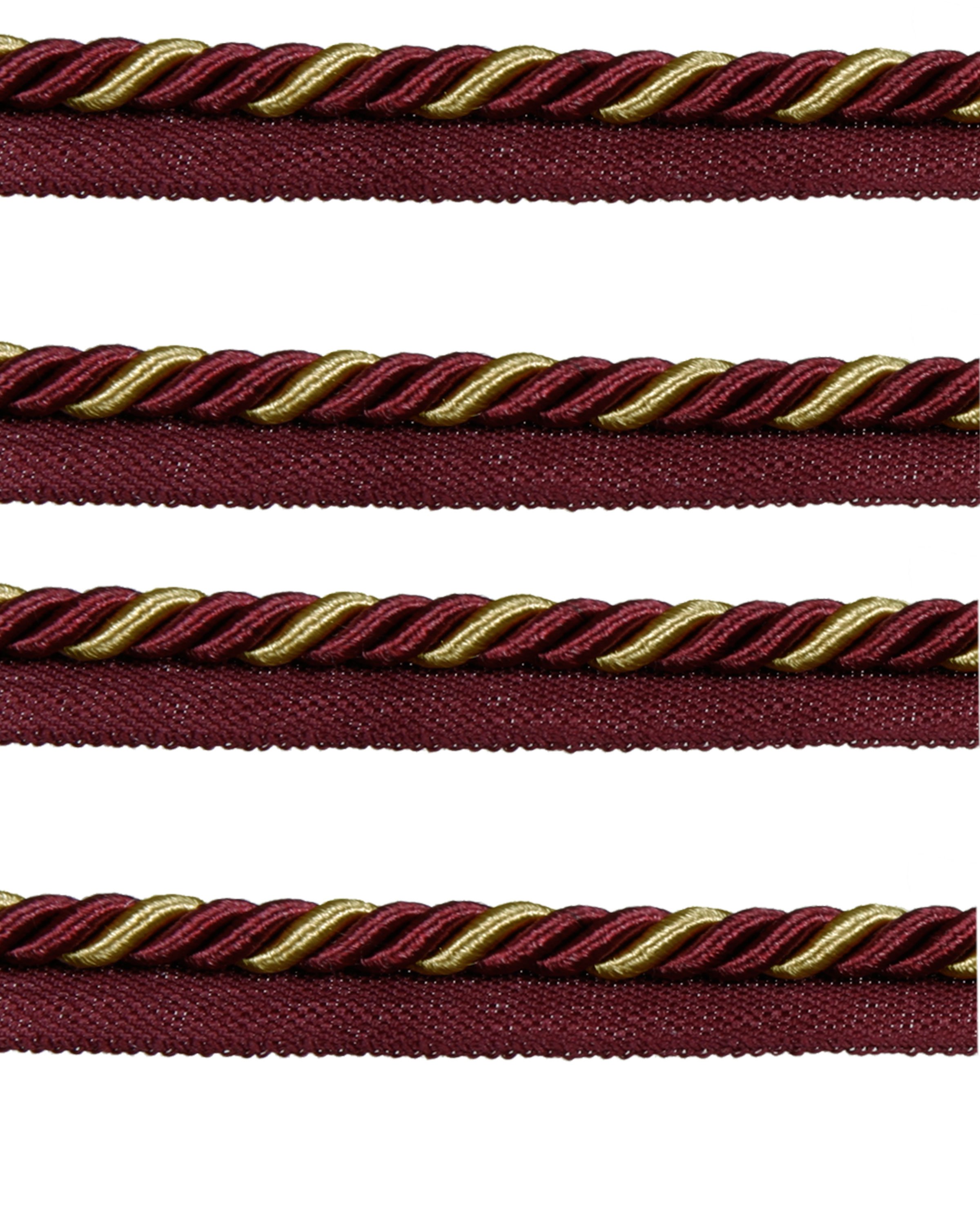 Piping Cord 2-8mm Tone Twist on Tape - Gold / Red Wine Price is for 5 metres 