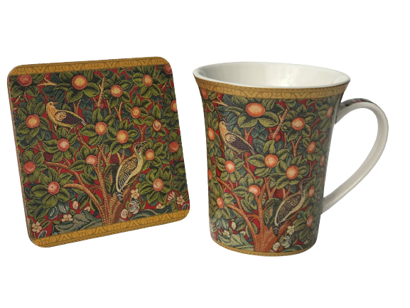 Mug and Coaster Woodpecker Tapestry Design NEW Heriitage Fine China 300ml 10.5oz