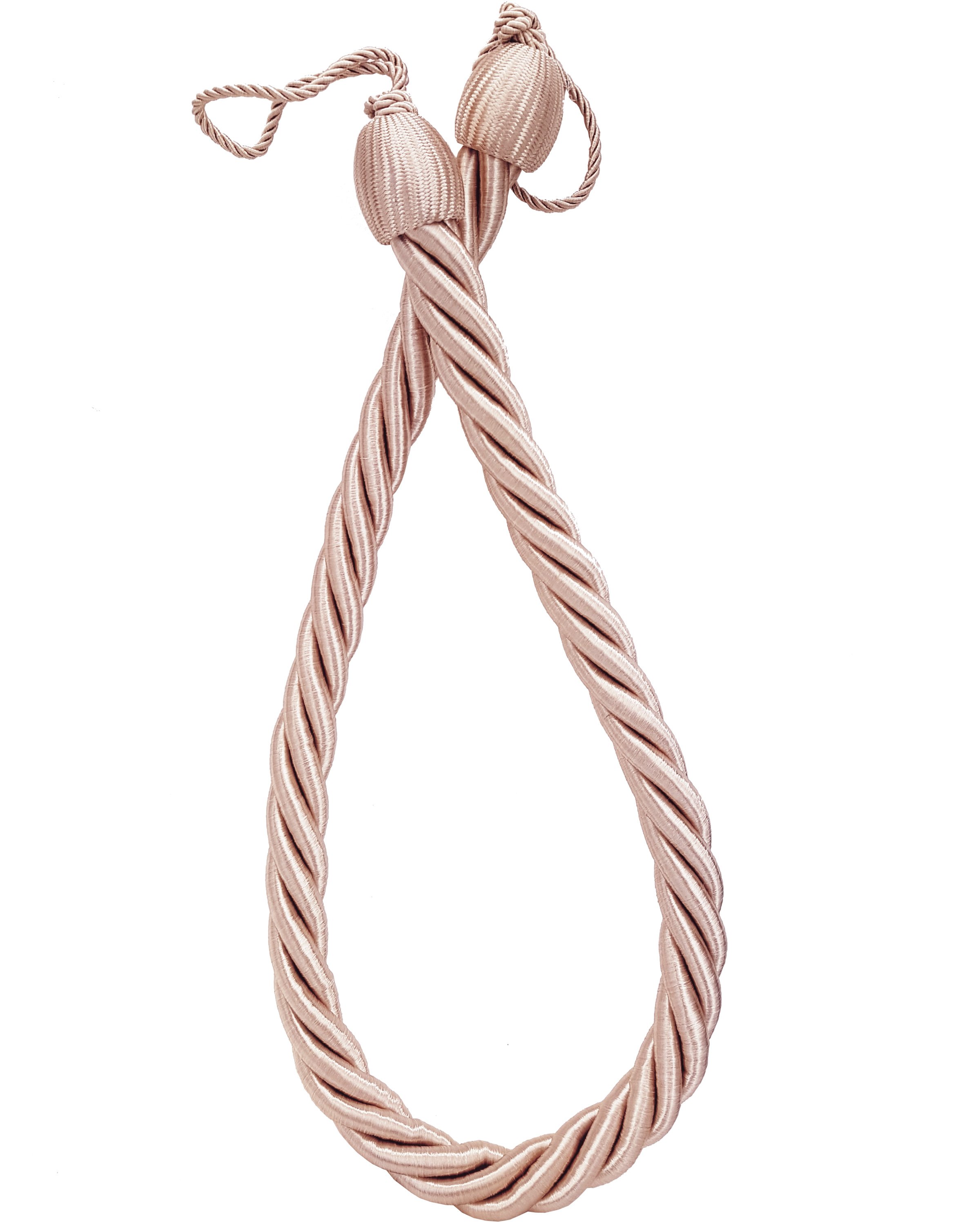 PAIR  Curtain tie back rope twist pale pink 85cm