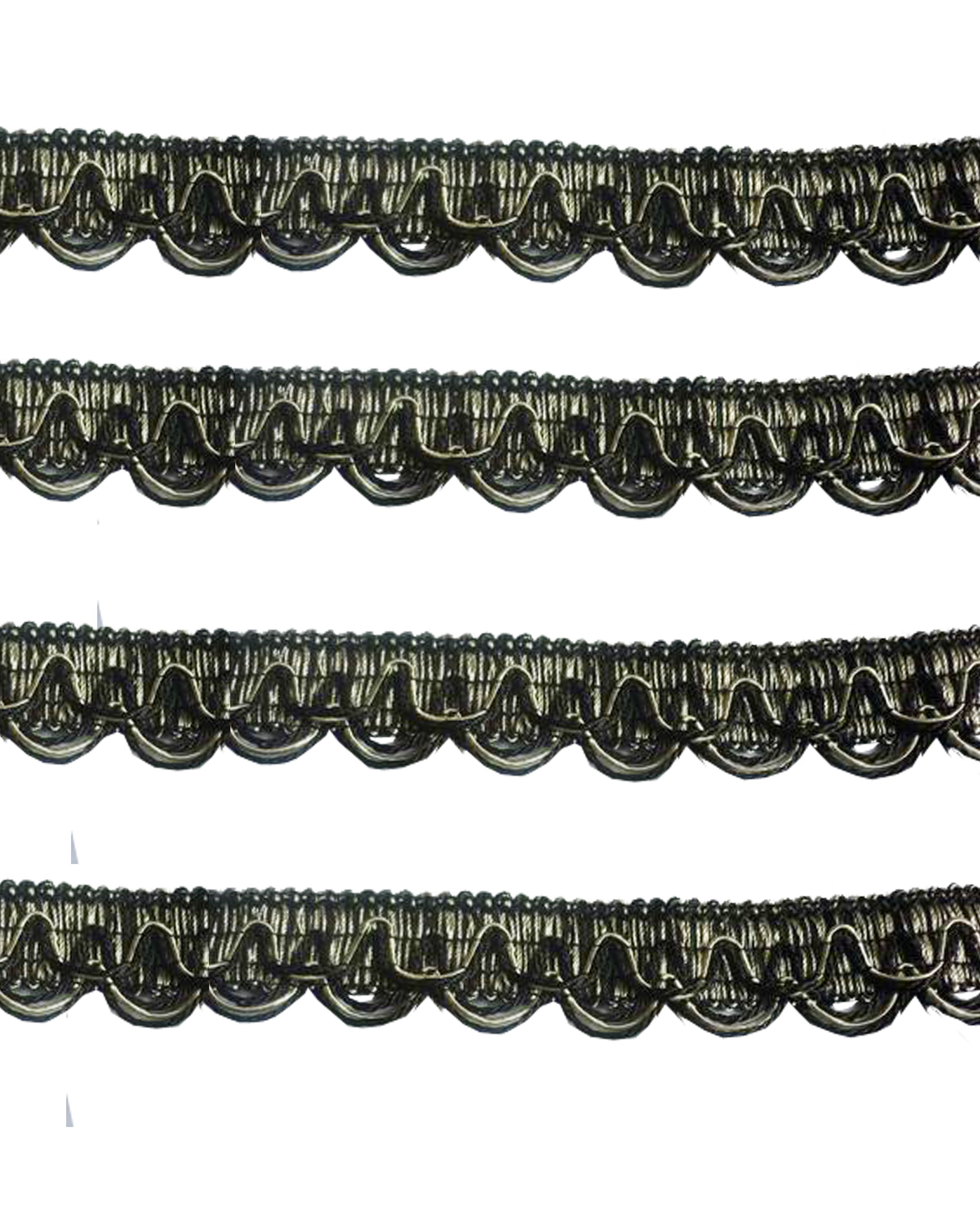 Scalloped Braid - Black / Silver 30mm Price is for 5 metres