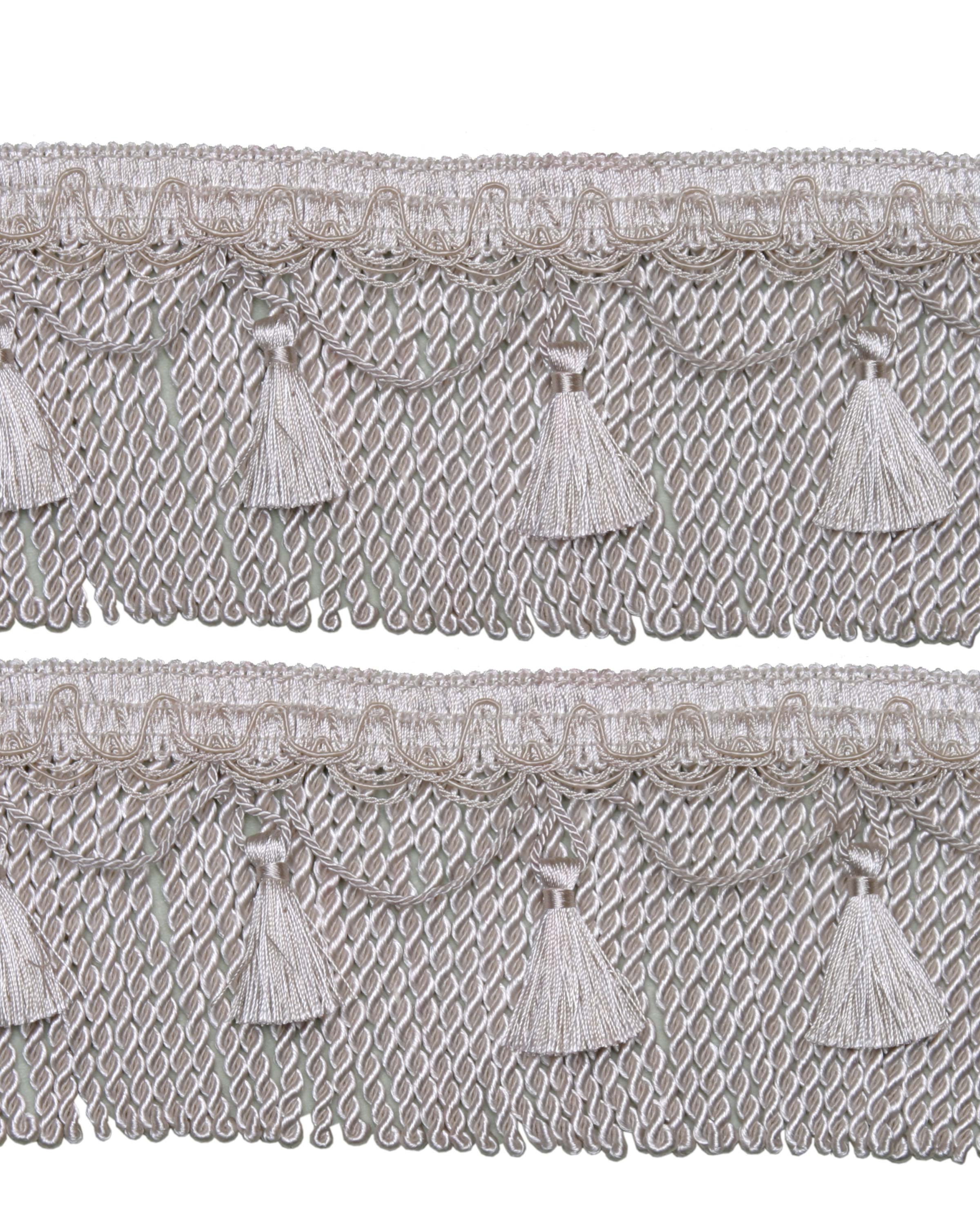 Bullion Cord Fringe on Braid with Scalloped Tassel - Cream 105mm Price is for 5 metres