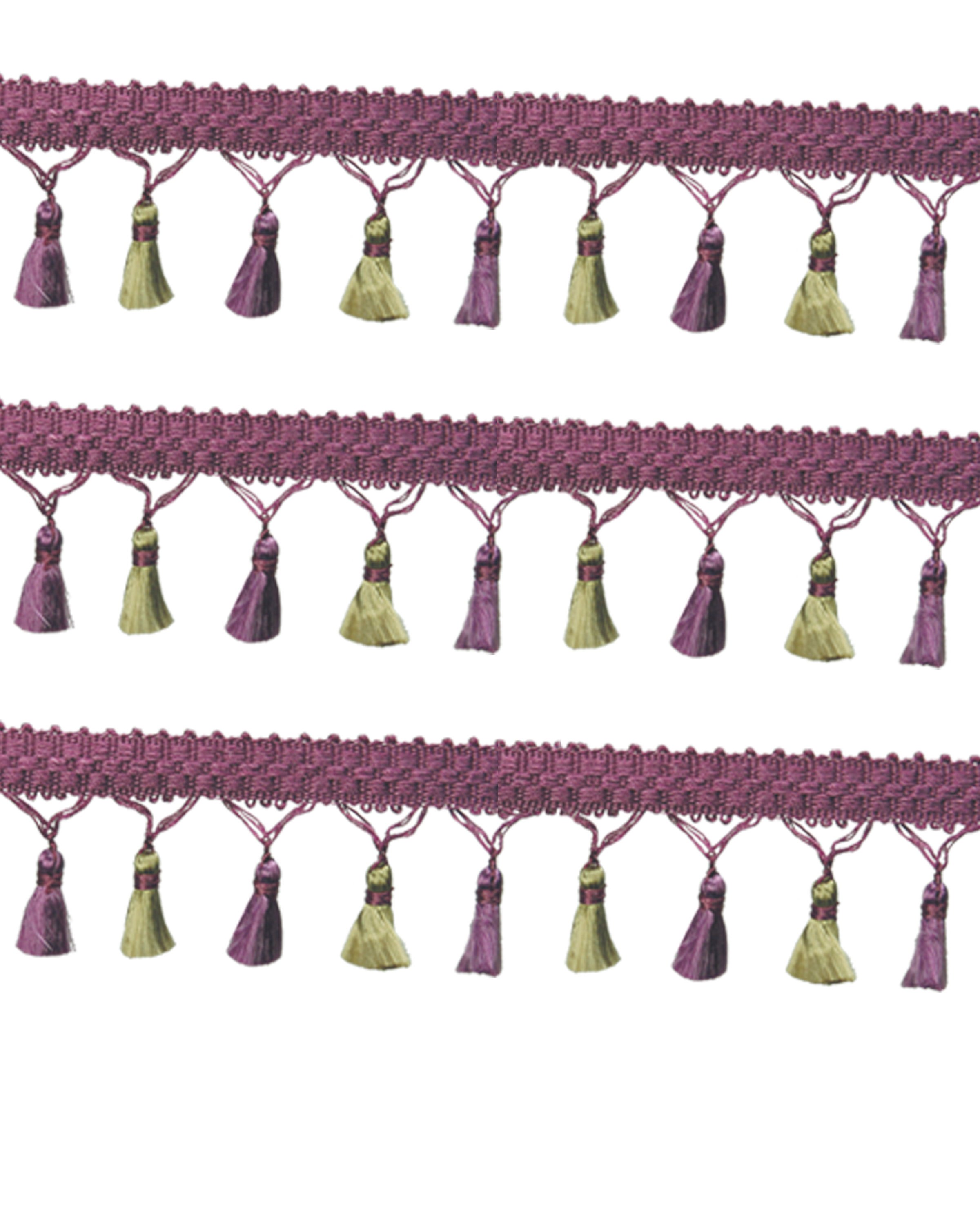Fringe Tassels - Antique Green / Purple 45mm drop Price is per 5 metres