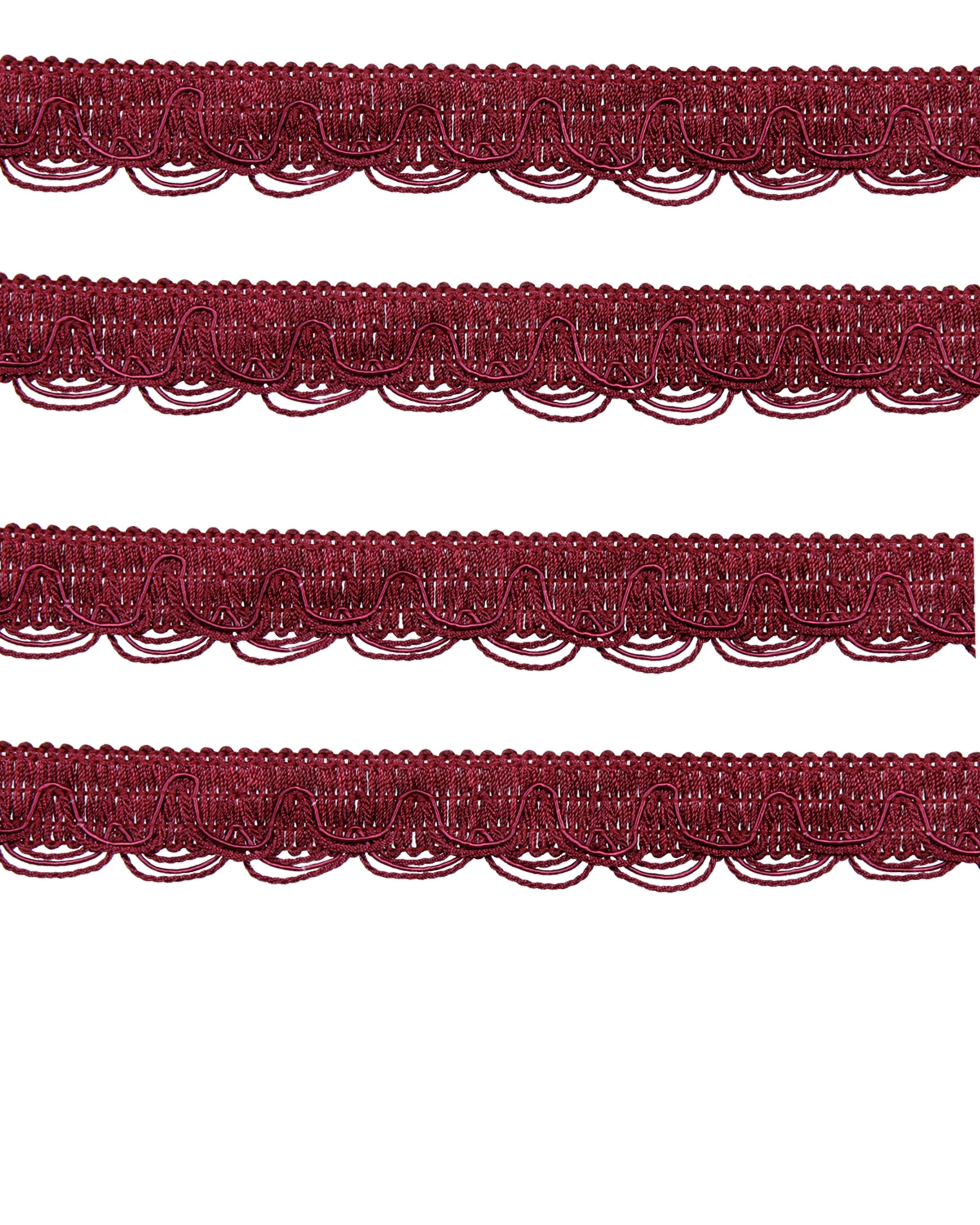 Scalloped Looped Braid - Red Wine 28mm Price is for 5 metres