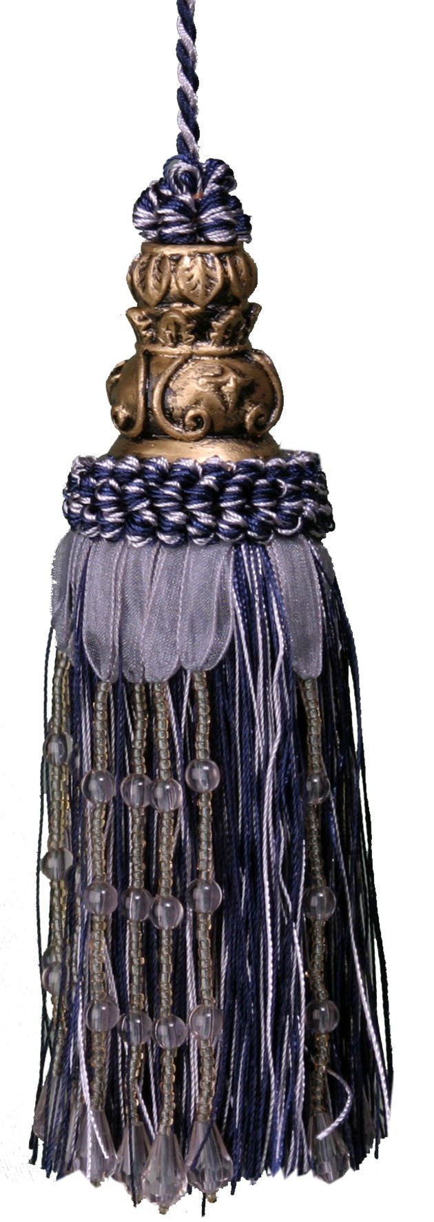 Tassel with beads - Charcoal / Navy Blue 17cm