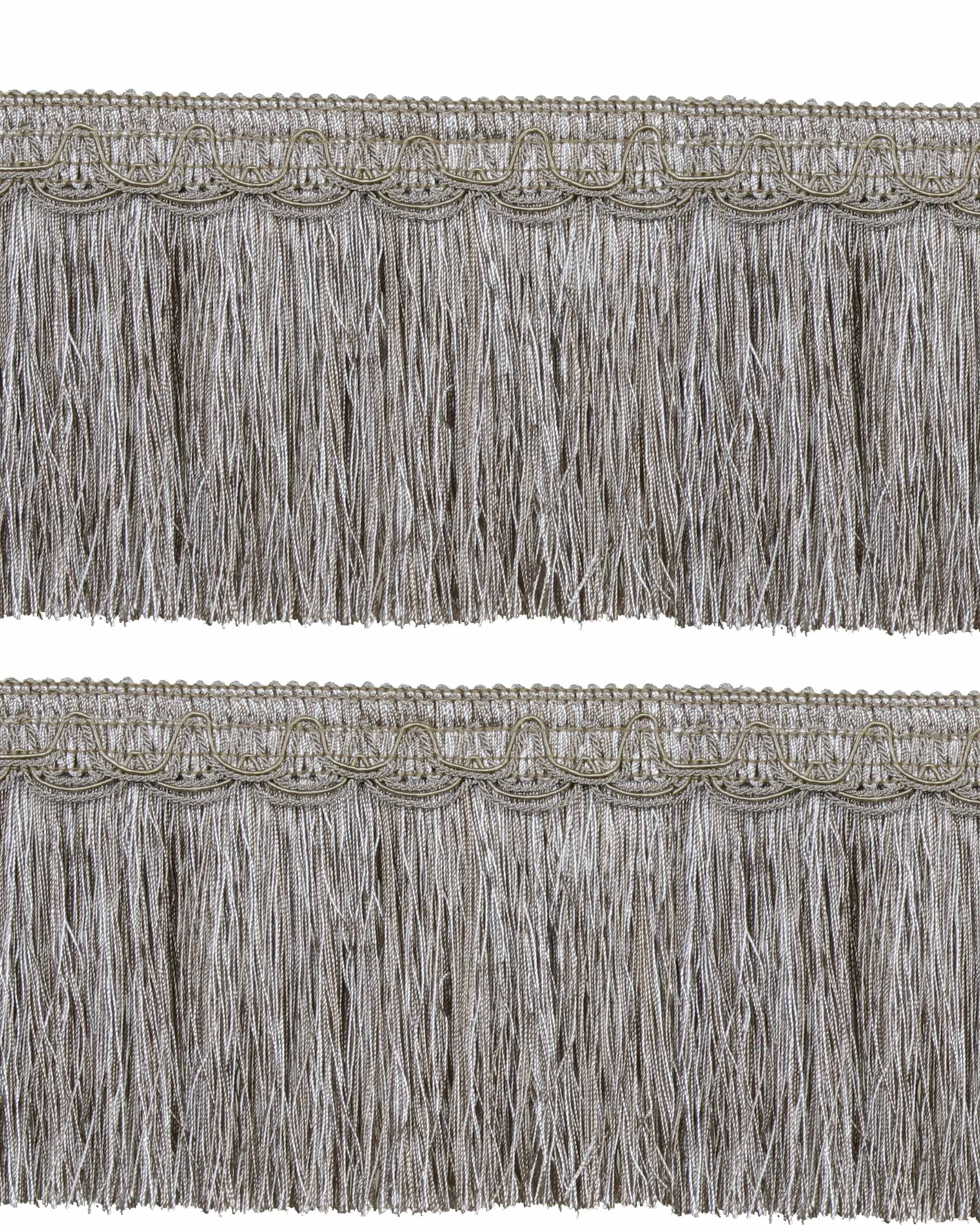 Bullion Fringe on Fancy Braid - Taupe 130mm Price is for 5 metres