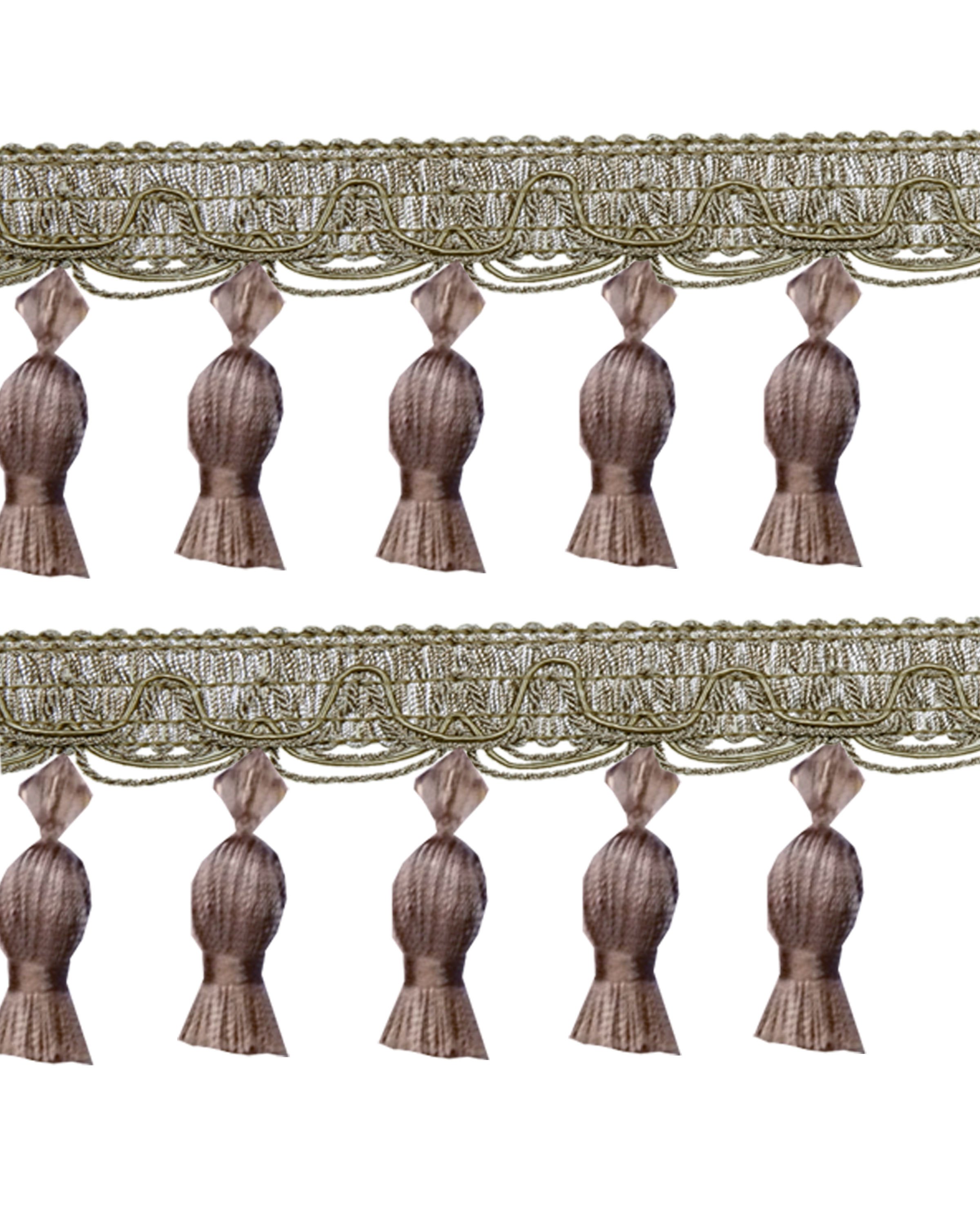 Fringe Acorn Tassels with Bead - Taupe 70mm Price is per 5 metres