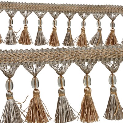 Fringe Tassels with Beads - Blue / Gold 90mm Price is per 5 metre