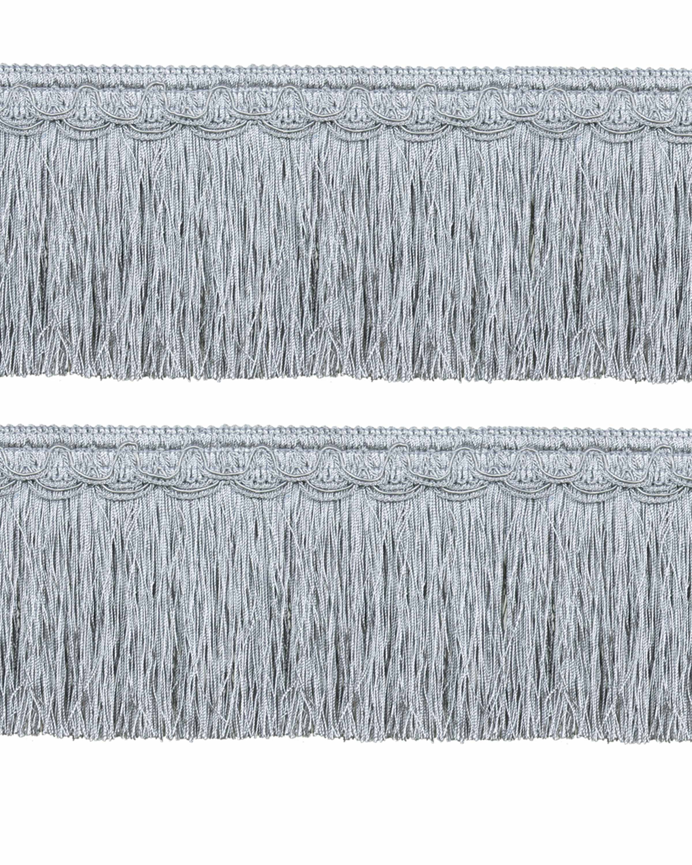 Bullion Fringe on Fancy Braid - French Silver Blue 130mm Price is for 5 metres