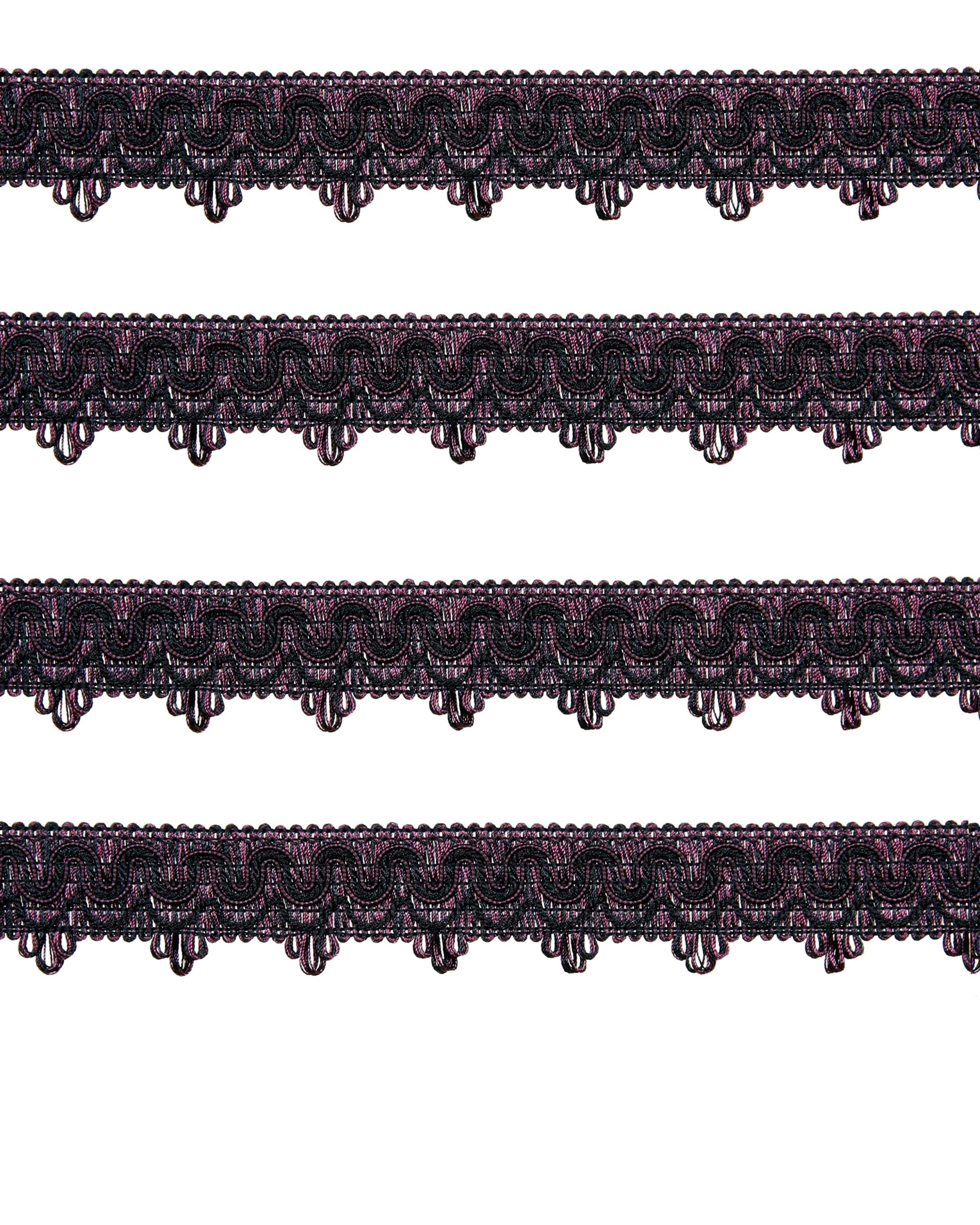 Ornate Scalloped Braid - Red Wine / Black 45mm Price is for 5 metres